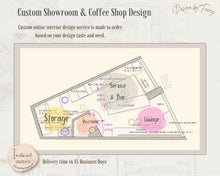 Load image into Gallery viewer, Custom Showroom Decoration and Coffee Shop Design | Virtual E-Design Service | Office Interior Design Design