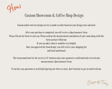 Load image into Gallery viewer, Custom Showroom Decoration and Coffee Shop Design | Virtual E-Design Service | Office Interior Design Design