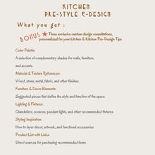 Load image into Gallery viewer, Design Your Dream Kitchen: Kitchen Pre-Style E-Design Moodboard and Shopping List