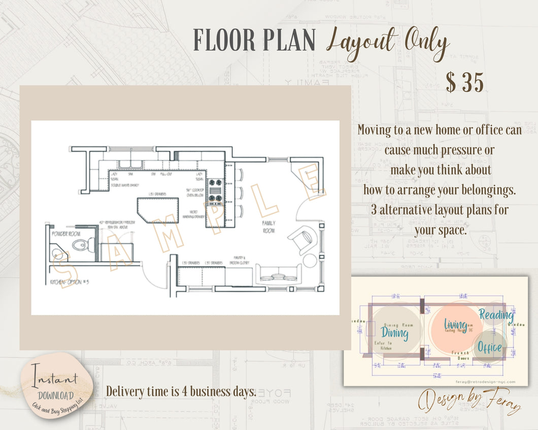 Floor Plan Layout Only, Digital Interior Design and Home Planner