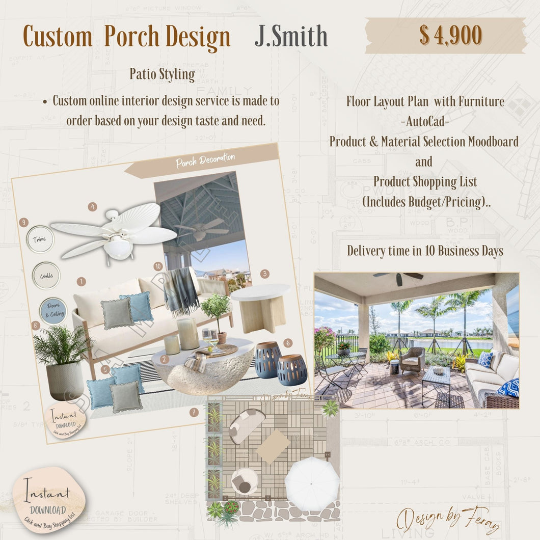 Custom Porch Design - J.Smith | Virtual E-Design Service